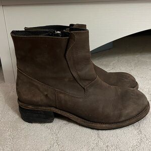 AllSaints Suede Distressed Moto Boots in Brown, Size 9 (40)